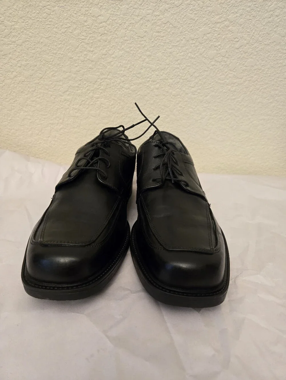 Johnston & Murphy Men's 8.5M Norvell Apron Toe Oxford Dress Shoes Black Leather